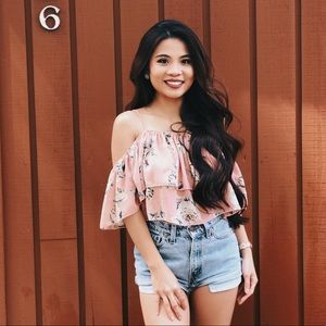 Tobi floral shoulder top